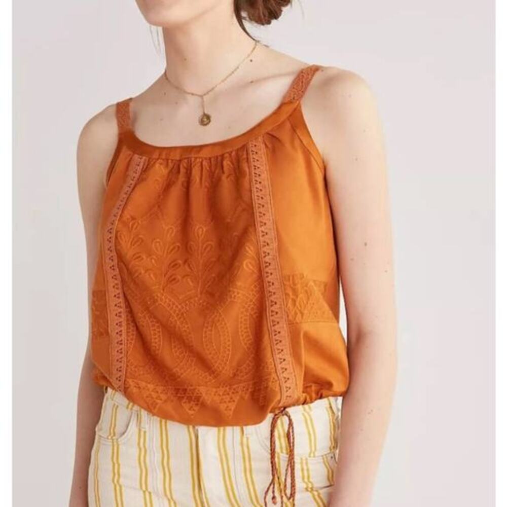 Anthroplogie Tiny Orange Embroidered‎ Tank